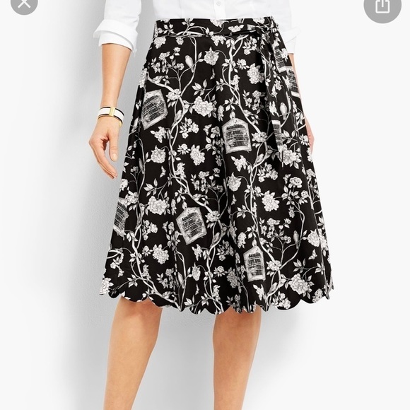 Talbots Birdcage Floral Print knee length skirt, bow belted A-line skirt… - Picture 3 of 13